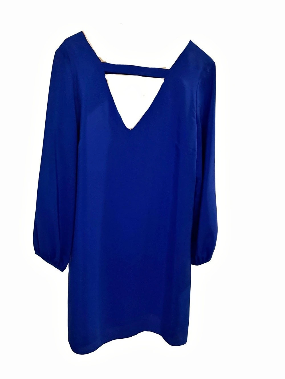 Amanda Uprichard Cobalt Blue Silk V-Neck Mini Dress - Size Medium NWT